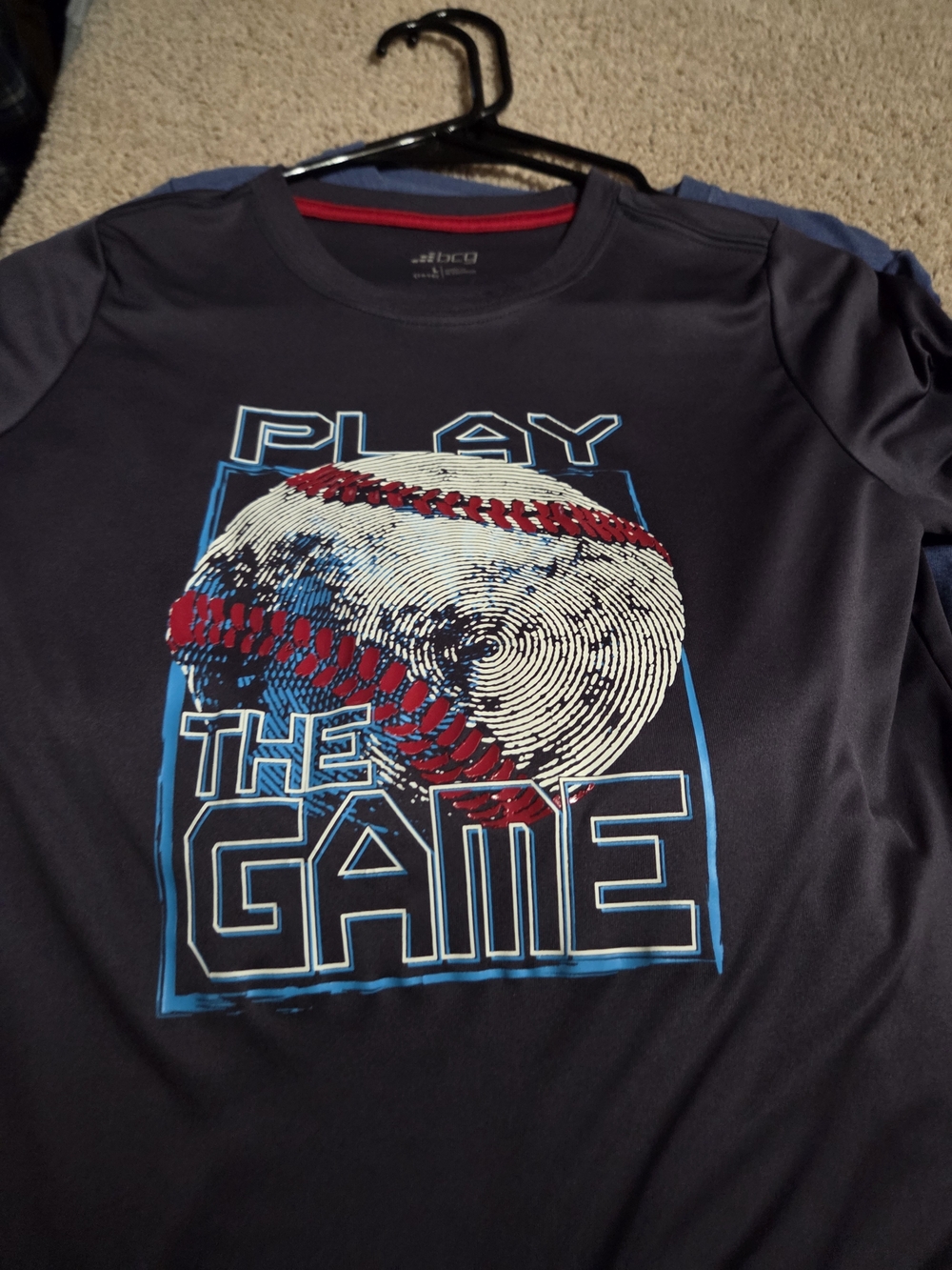 bcg Black Graphic 'Play The Game' Baseball Tee with Blue and Red Accents